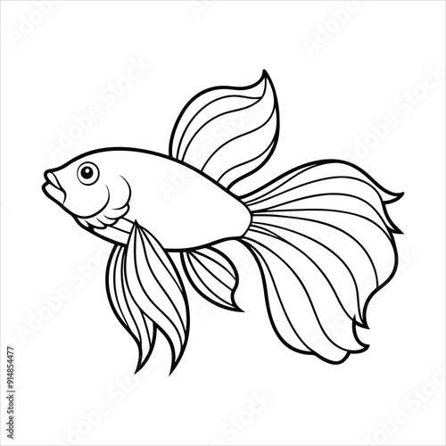 Betta fish line art illustration vector