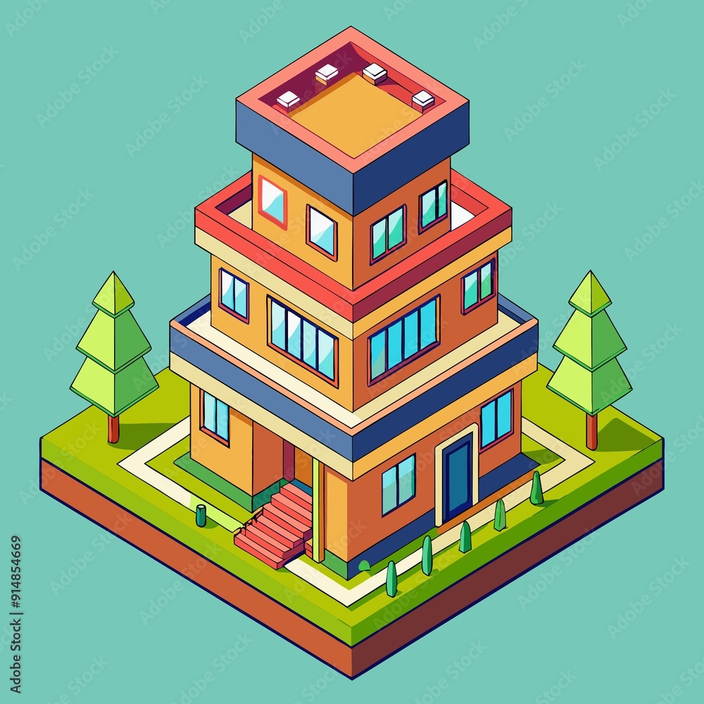 isometric city building a multi-story house isometric city building a multi-story house