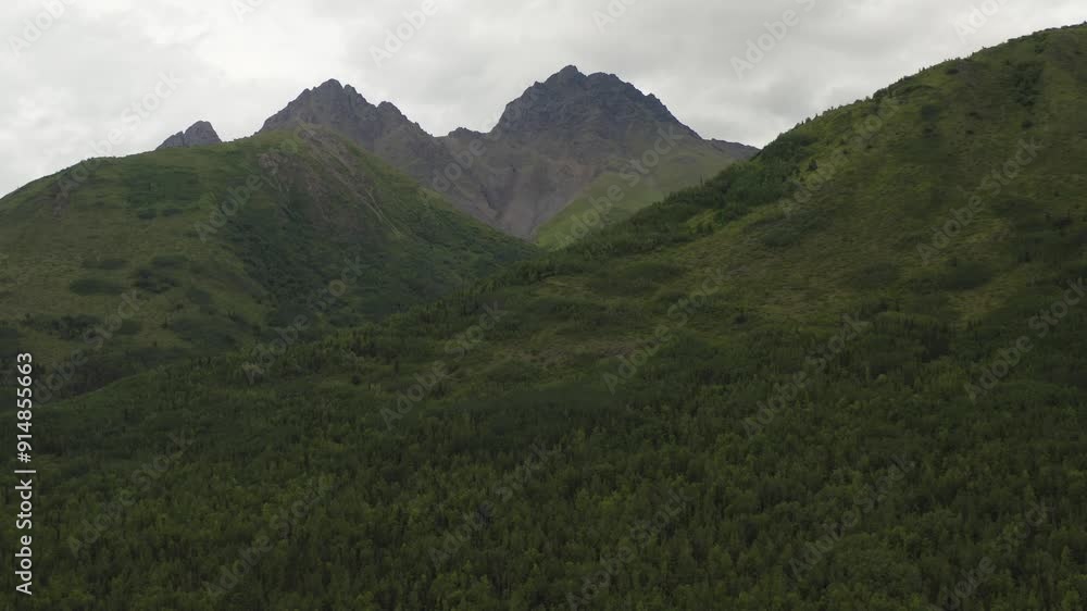Aerial view of forest and mountain landscape near Anchorage, Alaska wilderness - 4K Drone Aerial view of forest and mountain landscape near Anchorage, Alaska wilderness - 4K Drone
