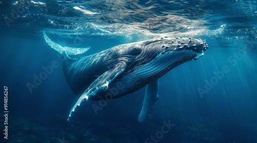 A Humpback Whale Swimming Beneath The Surface of the Ocean