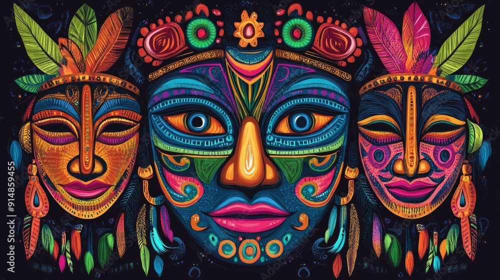 Beautifully Crafted Ethnic Tribal Face Mask with Intricate Embroidered Designs and Striking Colorful Pattern Showcasing Rich Cultural Heritage and Traditions Beautifully Crafted Ethnic Tribal Face Mask with Intricate Embroidered Designs and Striking Colorful Pattern Showcasing Rich Cultural Heritage and Traditions