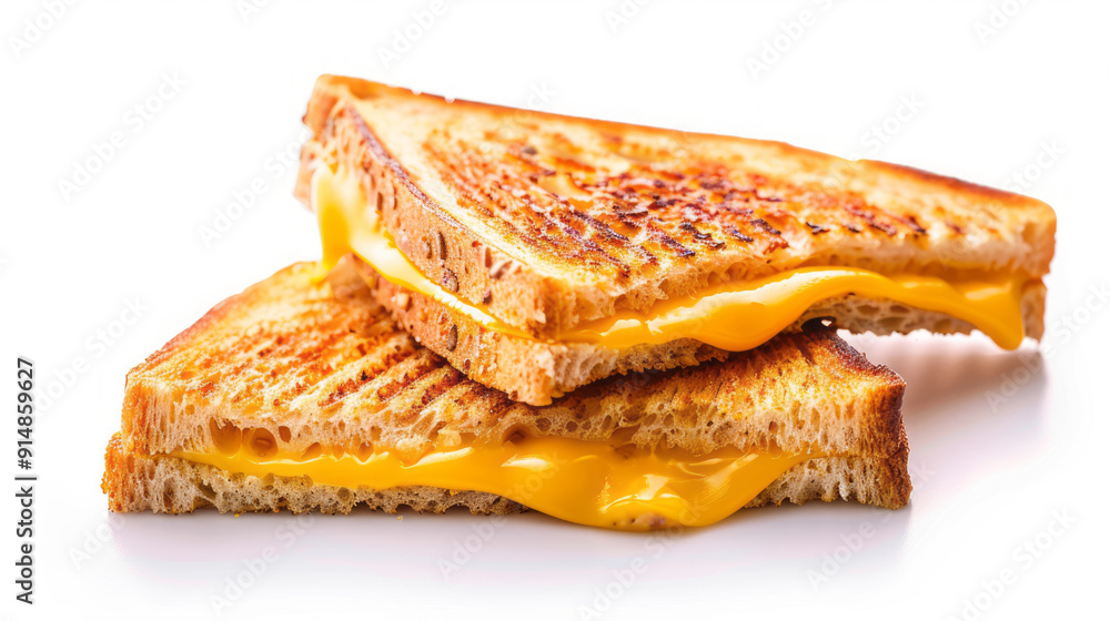 Grilled cheese sandwich on a white background, studio shot, detailed texture, soft natural lighting, minimal contrast. Grilled cheese sandwich on a white background, studio shot, detailed texture, soft natural lighting, minimal contrast.