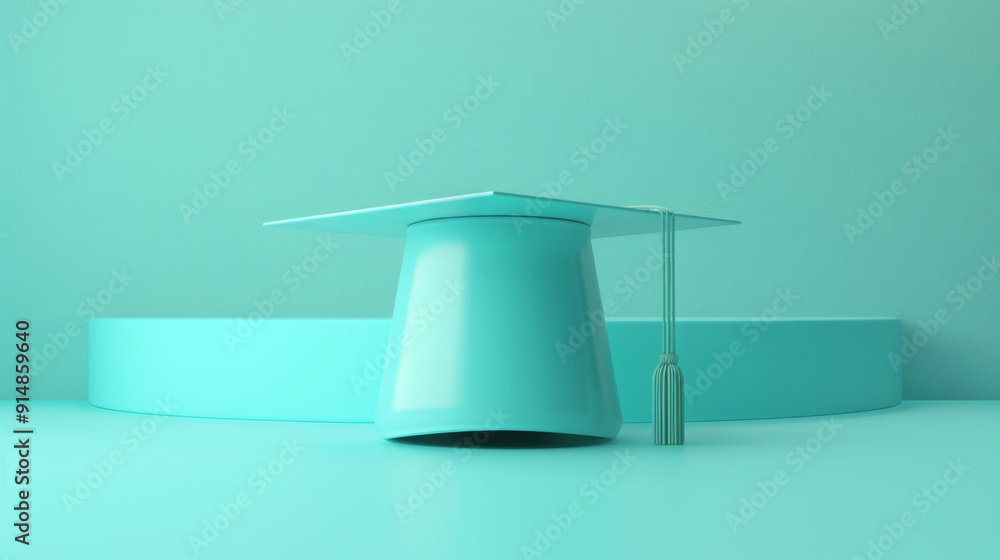 Graduation cap with tassel on a white background illustration, isolated on a pastel background, close-up shot with a centered composition. Graduation cap with tassel on a white background illustration, isolated on a pastel background, close-up shot with a centered composition.