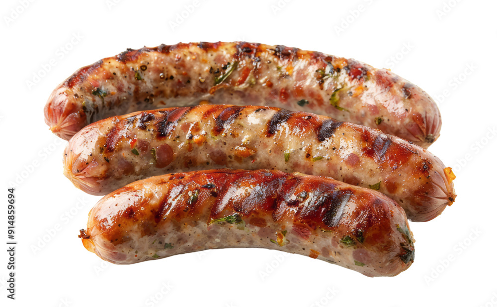 Two grilled sausages isolated on a empty background, natural light, sharp focus, and portrait shot. Two grilled sausages isolated on a empty background, natural light, sharp focus, and portrait shot.