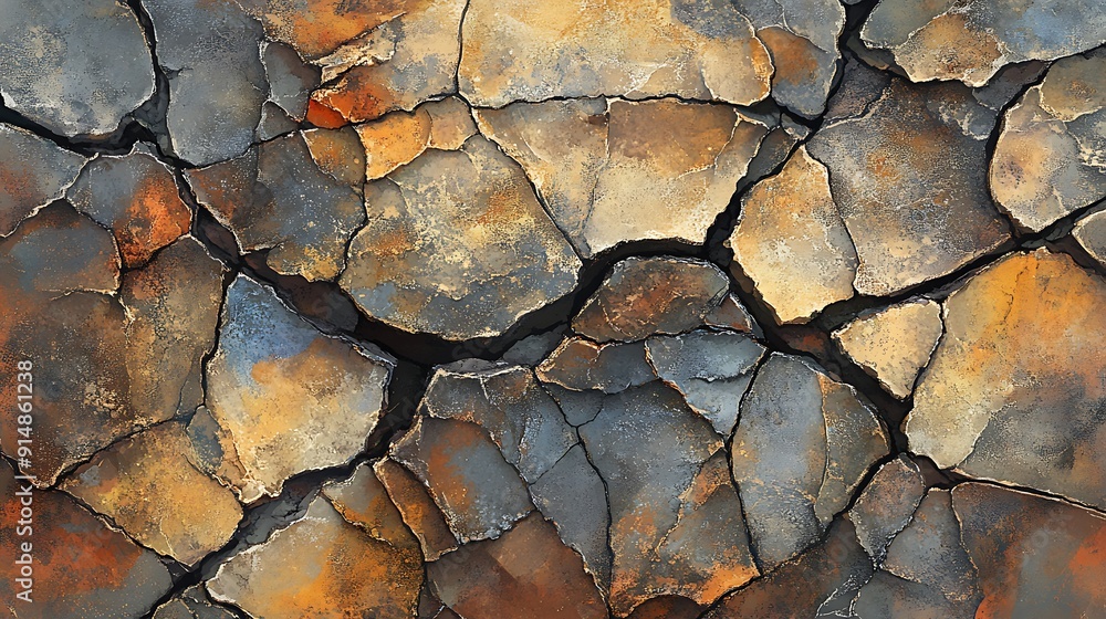 Cracked Earth Texture with Tones of Brown and Blue Cracked Earth Texture with Tones of Brown and Blue