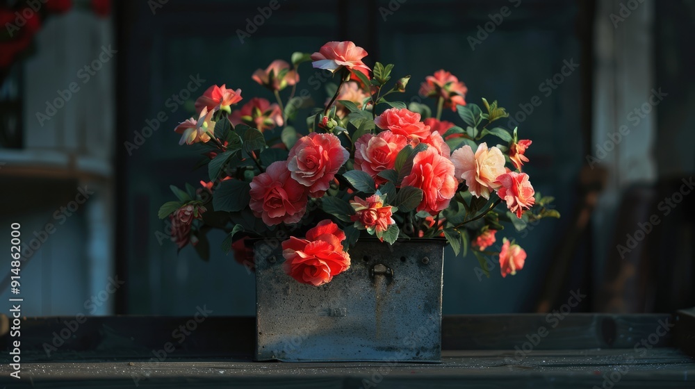 synthetic bloom in metal container