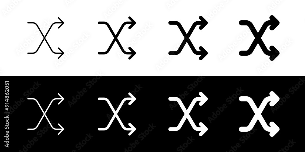 Obraz premium Editable vector shuffle random icon. Black, transparent white background. Part of a big icon set family. Perfect for web and app interfaces, presentations, infographics, etc