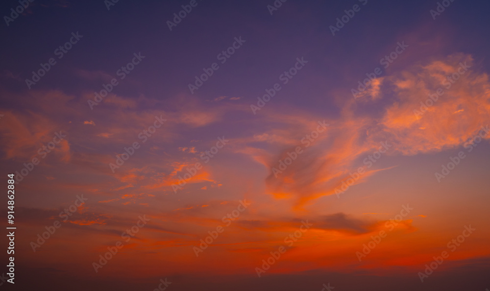 Enjoy a panoramic view of the skyline. The sun rises in the morning sky with colorful clouds. and beautiful cloud patterns In the soft light of the morning Enjoy a panoramic view of the skyline. The sun rises in the morning sky with colorful clouds. and beautiful cloud patterns In the soft light of the morning