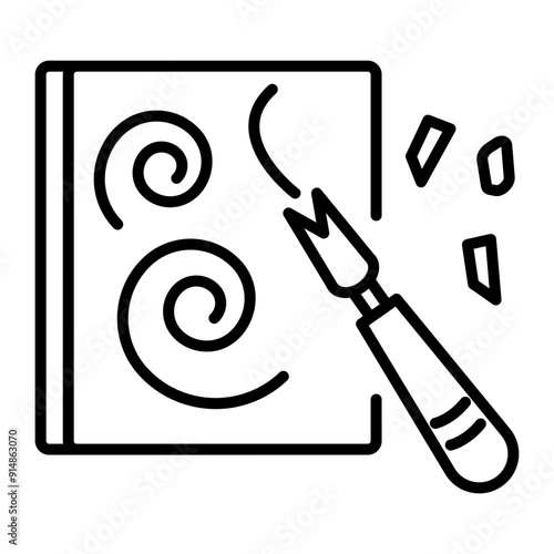 An outline icon of linocut tool 