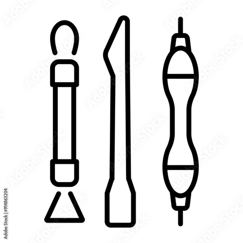 An outline icon of sculpting tools 