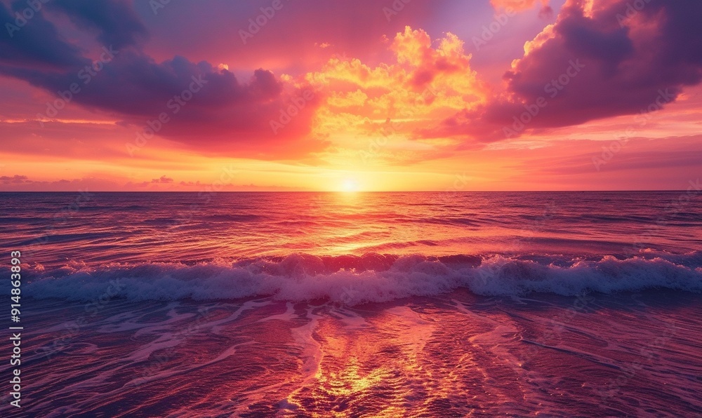Ocean Sunset With Pink and Orange Clouds Ocean Sunset With Pink and Orange Clouds