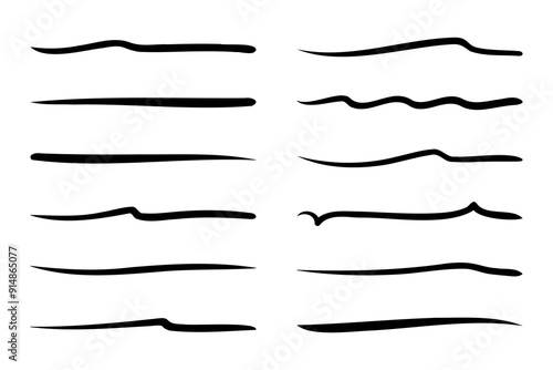 Adobe Illustrator Artwork, Set of hand drawn underline.