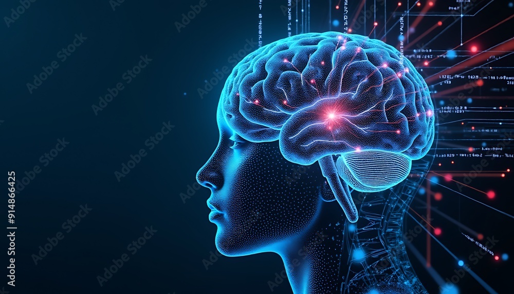 Obraz premium Neural circuit and electronic network cyber brain in a quantum computing system, concept of artificial intelligence technology, Digital Mind. Brain Artificial Intelligence Concept
