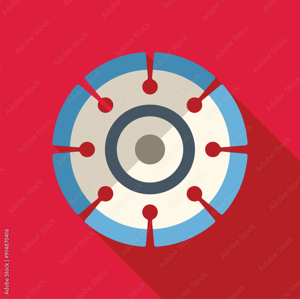 Diamond circular saw blade for cutting concrete and stone materials icon on a red background Diamond circular saw blade for cutting concrete and stone materials icon on a red background