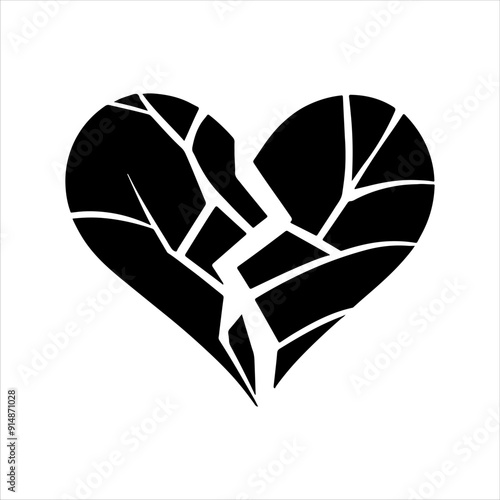 Black broken heart pieces silhouette icon vector illustration design on white background.