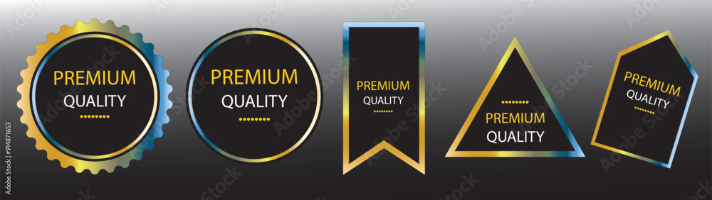 Golden luxury labels and banners, gold premium quality certificate ribbons, vector badges. premium quality sticker tags and banners for best
Golden luxury labels and banners, gold premium quality certificate ribbons, vector badges. premium quality sticker tags and banners for best