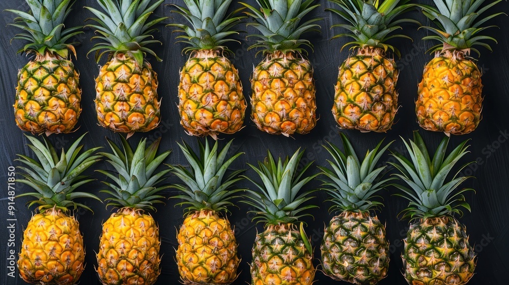 A Close-Up View of Ripe Pineapples A Close-Up View of Ripe Pineapples