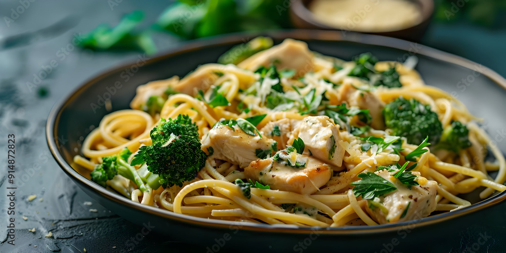 Delicious Chicken and Broccoli Pasta - A Food Photography Illustration Delicious Chicken and Broccoli Pasta - A Food Photography Illustration