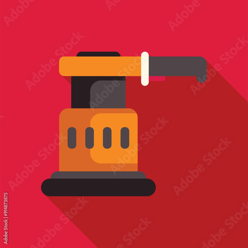 Electric sander power tool for polishing woodworking with long shadow on red background