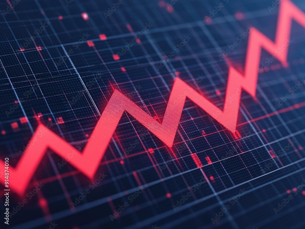 of a Downward Red Arrow on a Market Graph Depicting a Financial Decline or Market Crash Scenario of a Downward Red Arrow on a Market Graph Depicting a Financial Decline or Market Crash Scenario