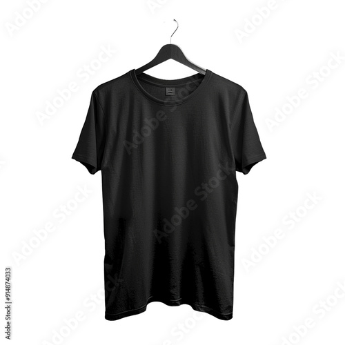 Black t-shirt in hanger for mockup clip art