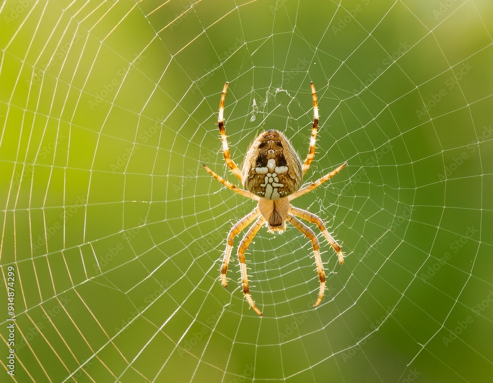Macro photo of spider in its web against green background Macro photo of spider in its web against green background