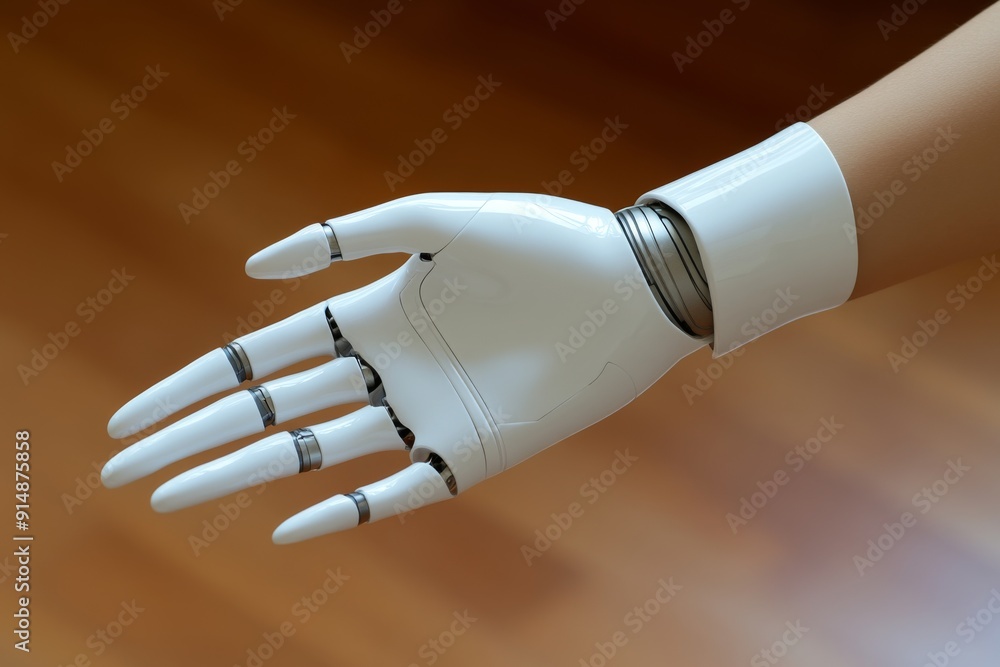 Minimalist robotic hand in a clinical white setting emphasizing the purity and precision of medical robotics. Minimalist robotic hand in a clinical white setting emphasizing the purity and precision of medical robotics.