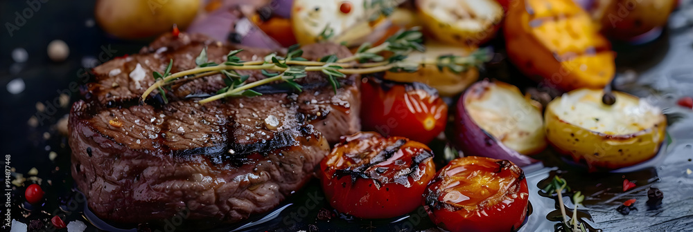 Grilled Steak with Vegetables - Delicious Food Photography Grilled Steak with Vegetables - Delicious Food Photography