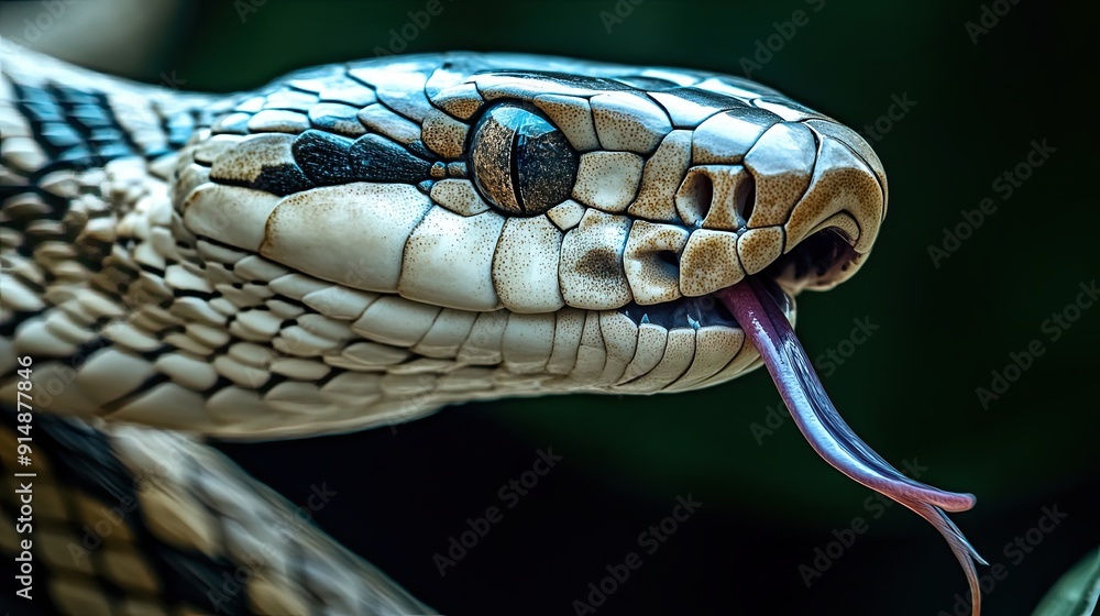 Close-up of a Snake's Head with Tongue Extended Close-up of a Snake's Head with Tongue Extended