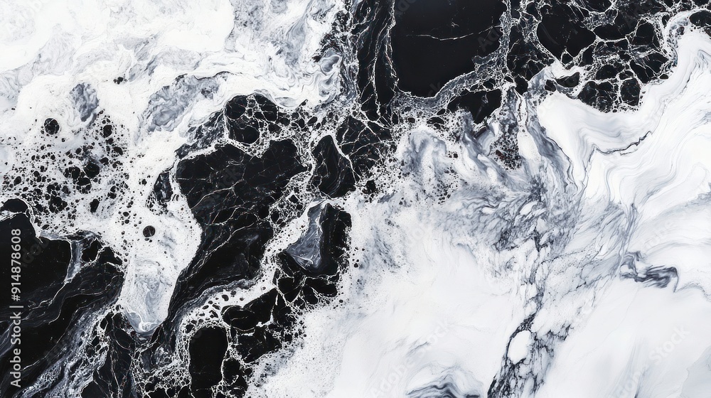 Obraz premium Abstract Black and White Swirling Paint Pattern