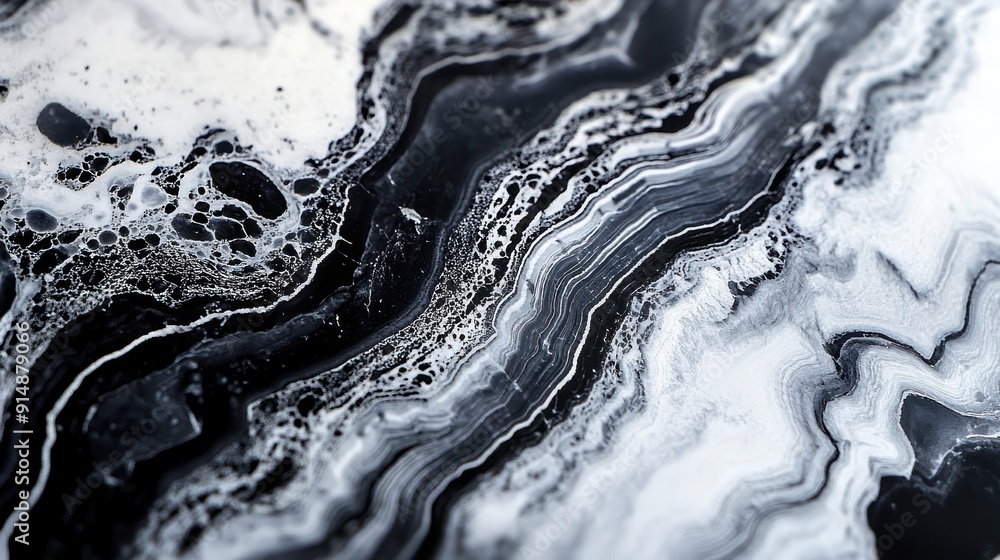 Close-up of Black and White Swirling Pattern Close-up of Black and White Swirling Pattern