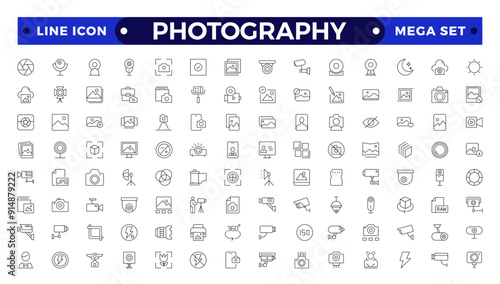Photography icon set. Camera, photographer, video, photo and more. Photography studio. Camera icon set. Take photo and video camera icons collection.