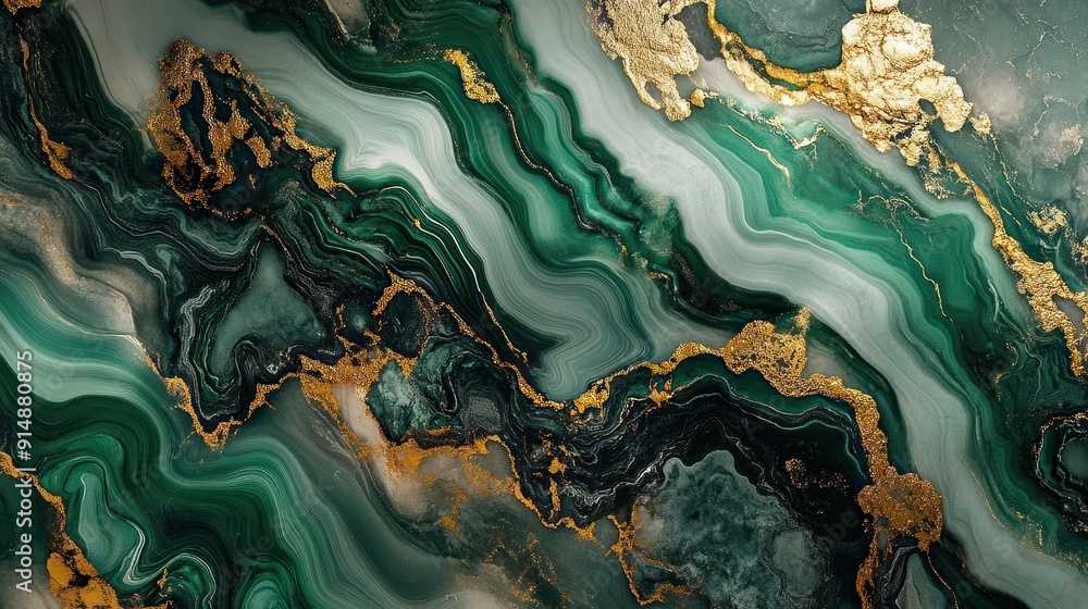 Abstract Swirling Green and Gold Marble Pattern Abstract Swirling Green and Gold Marble Pattern