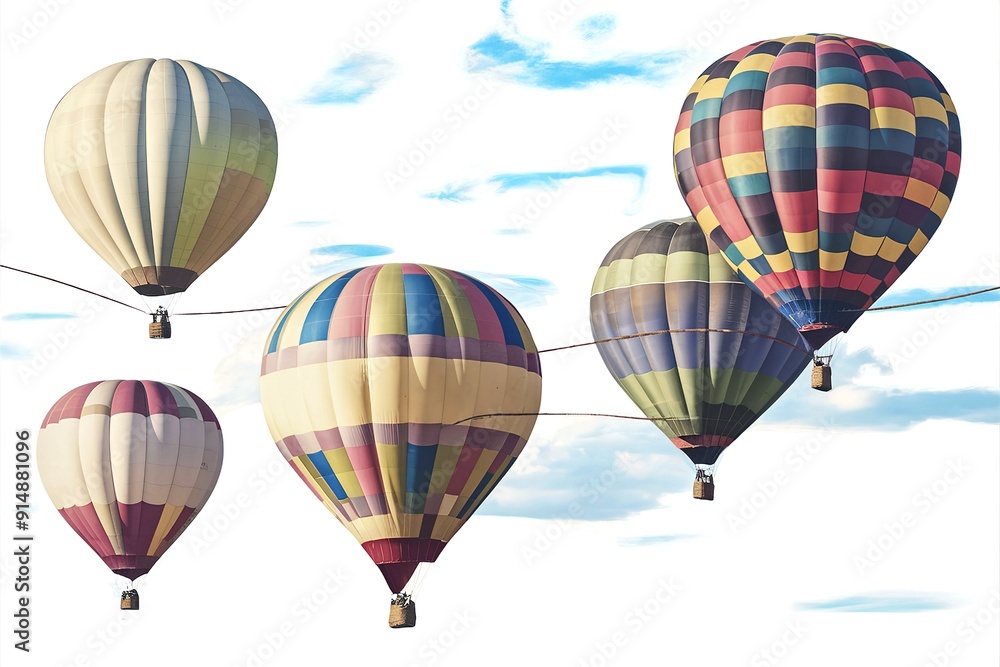 Naklejka premium a set of hot air balloons on white background