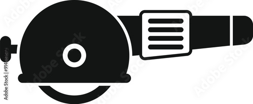 Black glyph icon of an angle grinder cutting machine being used for construction and renovation work