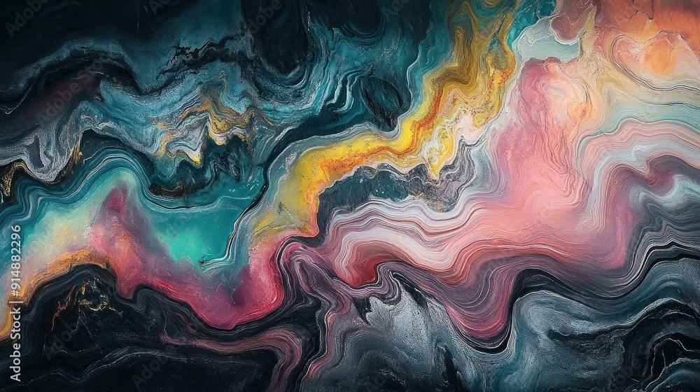 Obraz premium Abstract Wavy Swirls of Colorful Paint