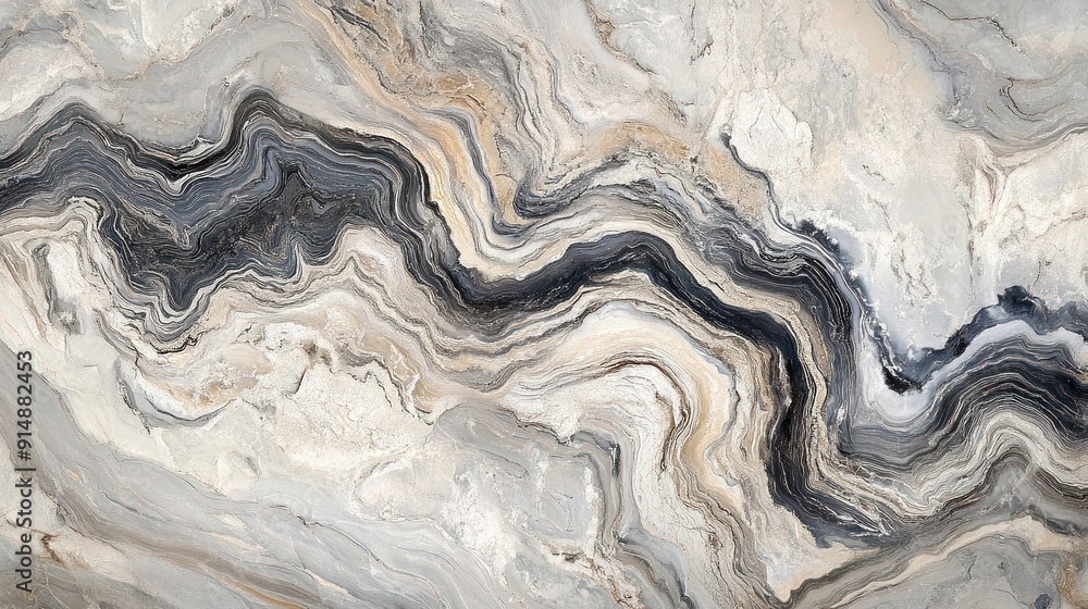 Abstract Marble Swirling Pattern in Gray, Black, and Tan Abstract Marble Swirling Pattern in Gray, Black, and Tan