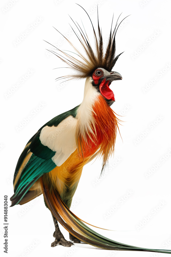Obraz premium Golden pheasant standing gracefully on white background