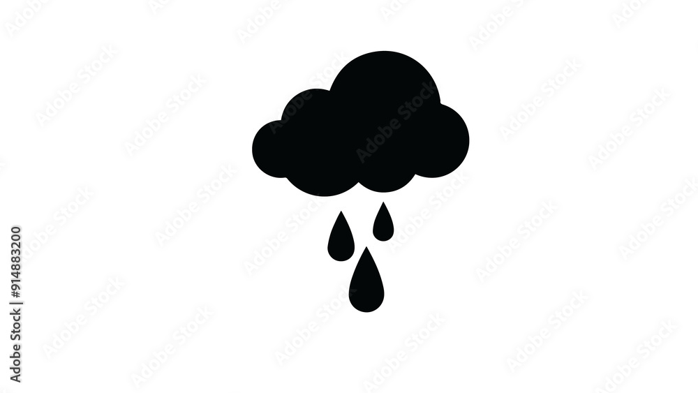 black and white cloud with rain icon black and white cloud with rain icon