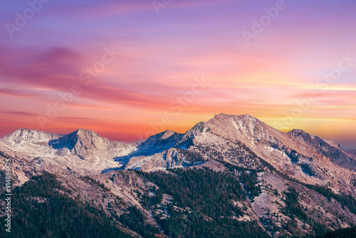 Beautiful sunset over the mountains in California,
