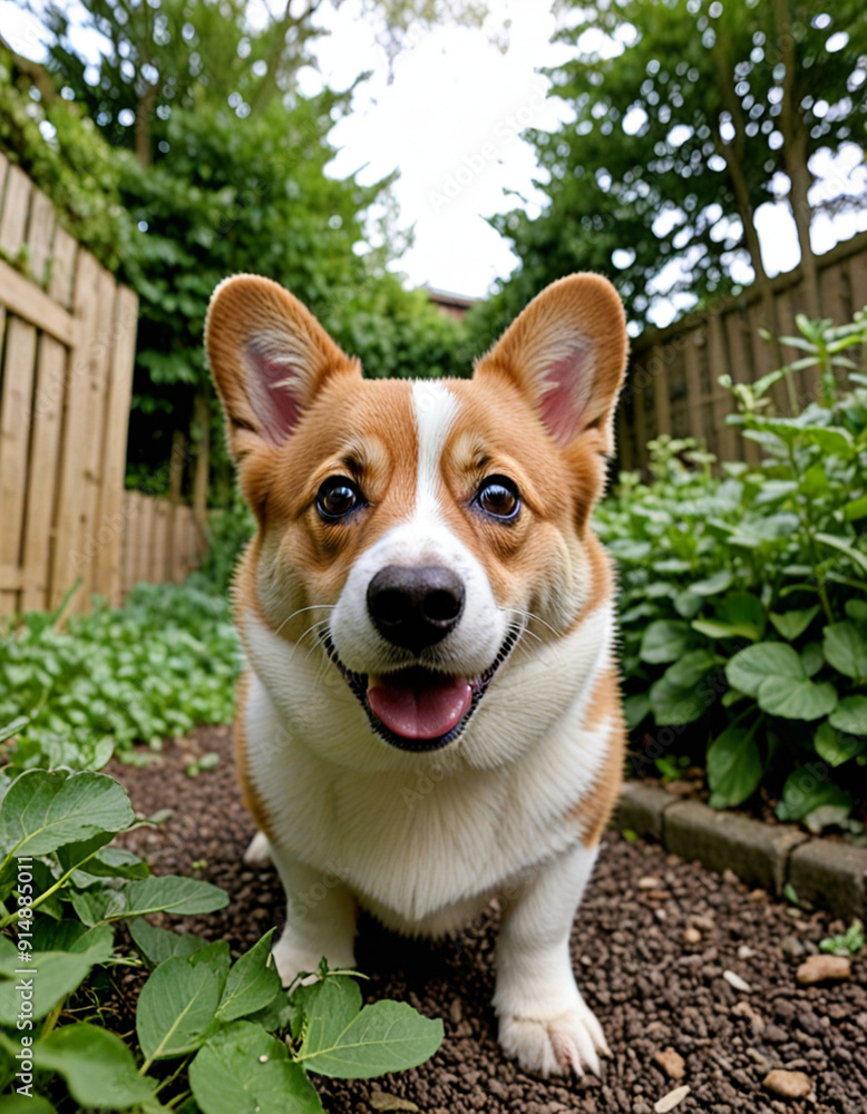 corgi in the garden corgi in the garden