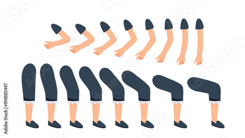 Female maid constructor. Housewife in uniform. Kit for creating animations. Pack of legs and hands. Customization of character. Flat vector collection