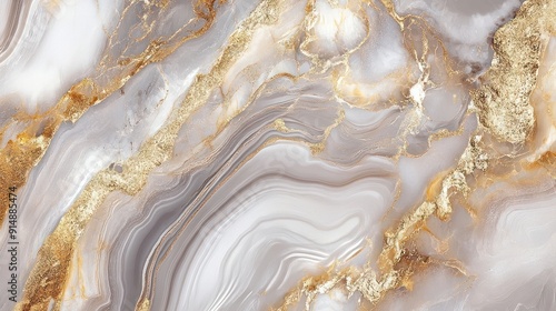 Abstract Swirling Marble Pattern with Gold Accents