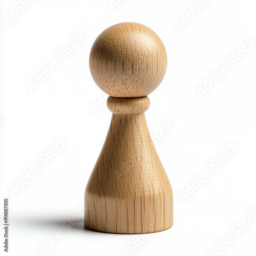 A single wooden playing figure against a white background. Symbol for parlor games and classic entertainment