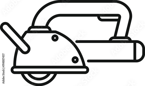 Angle grinder cutting machine with a handle using for cutting metal line icon for web design isolated on white background