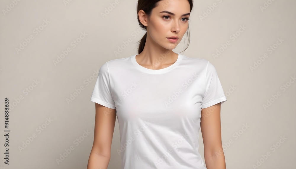 portrait of a woman with white t shirt portrait of a woman with white t shirt