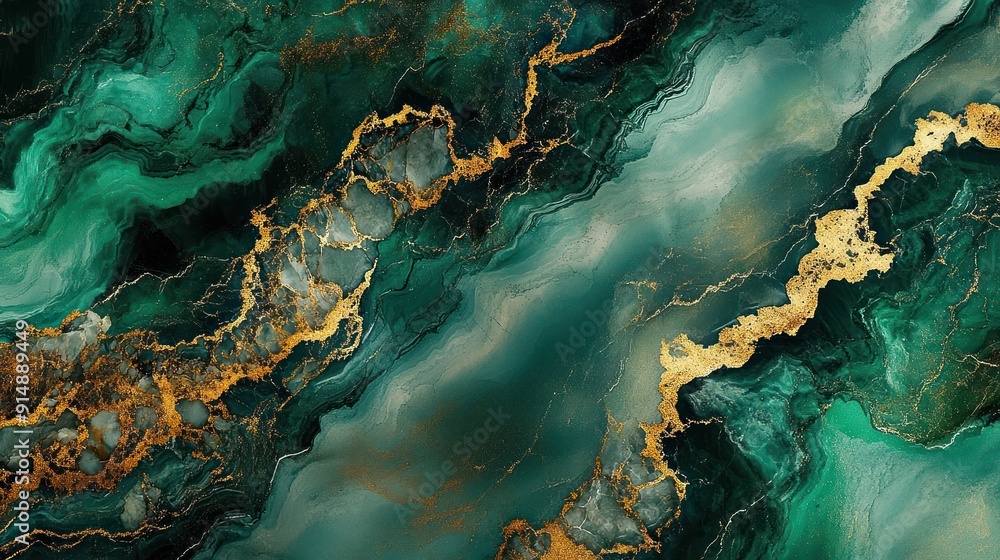 Abstract Swirling Green and Gold Marble Texture Abstract Swirling Green and Gold Marble Texture