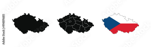 Vector Czech Republic Map. Map of Czech Republic with National Flag.
