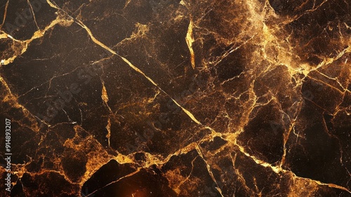 Black Marble with Golden Veins Close-Up