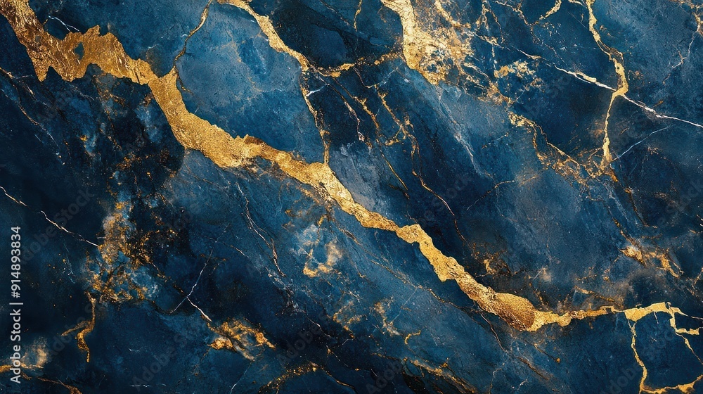 Abstract Blue and Gold Marble Texture Abstract Blue and Gold Marble Texture